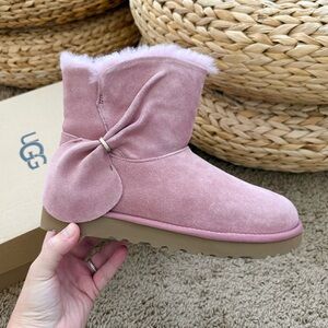 UGG Classic Mini Twist bow pink boots